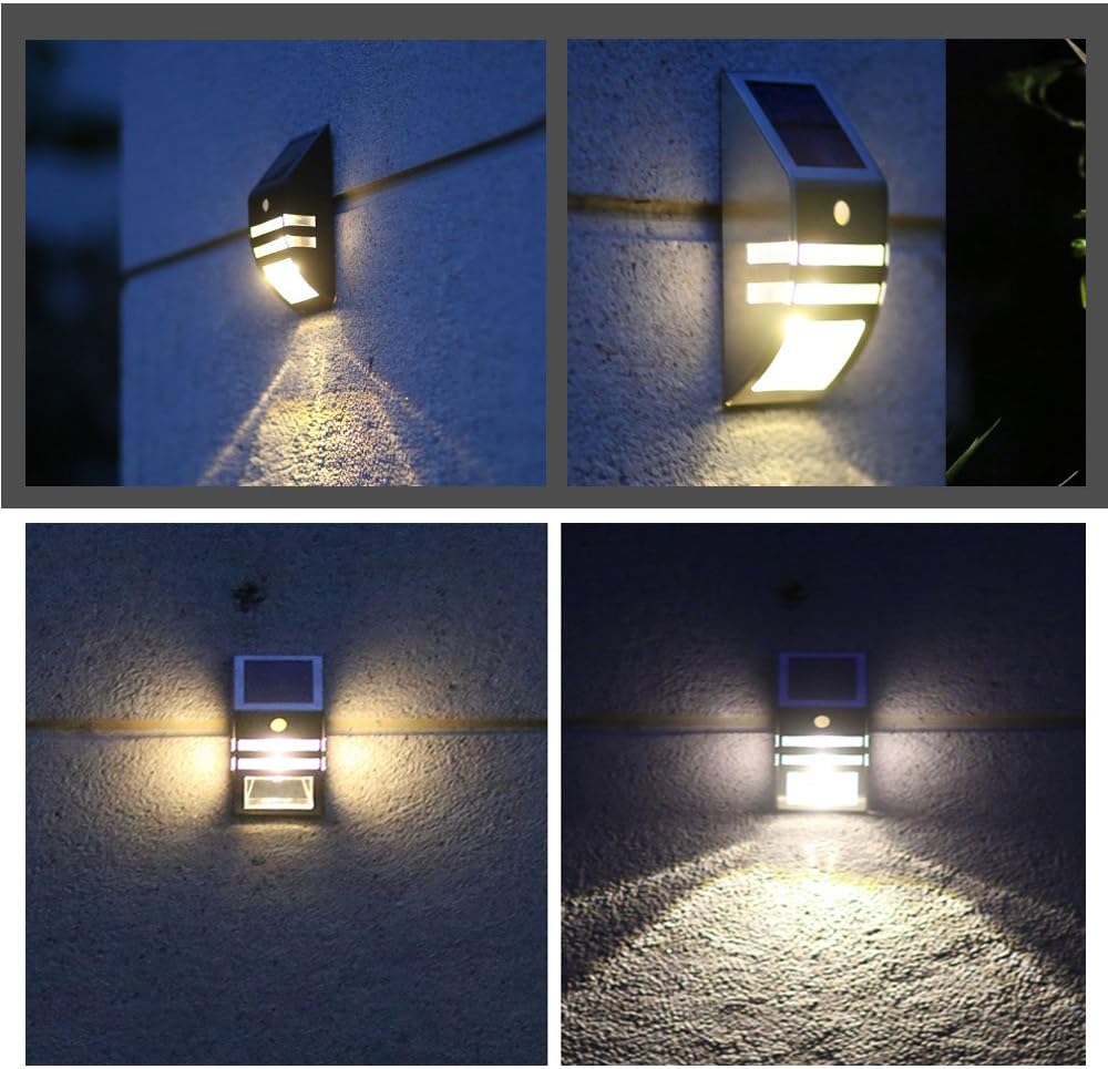 Motion Sensor Wireless Outdoor Waterproof Solar Wall Light LED Lamp Security Lighting for Garden Fence Pathway Gutter Yard (Warm White) - Image 4