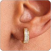 Txdvbls Hoop Earrings for Men | 14K Gold Plated Cartilage Huggie Earrings, Hypoallergenic Lightweight CZ Inlaid for Sensitive Ears