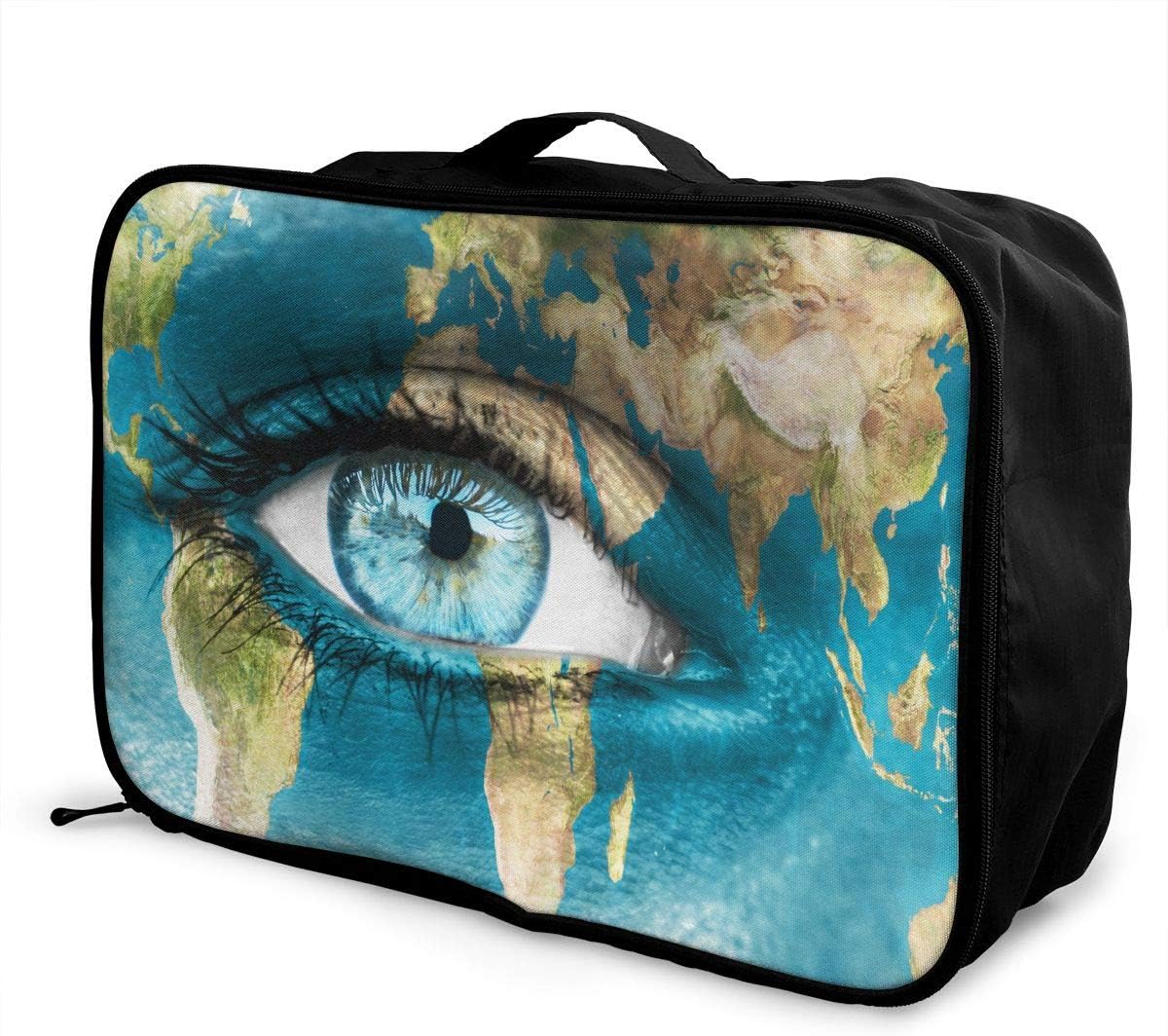 Gailen Map In Eyes Travel Lightweight Storage Luggage Case Portable Travel Duffel Bag