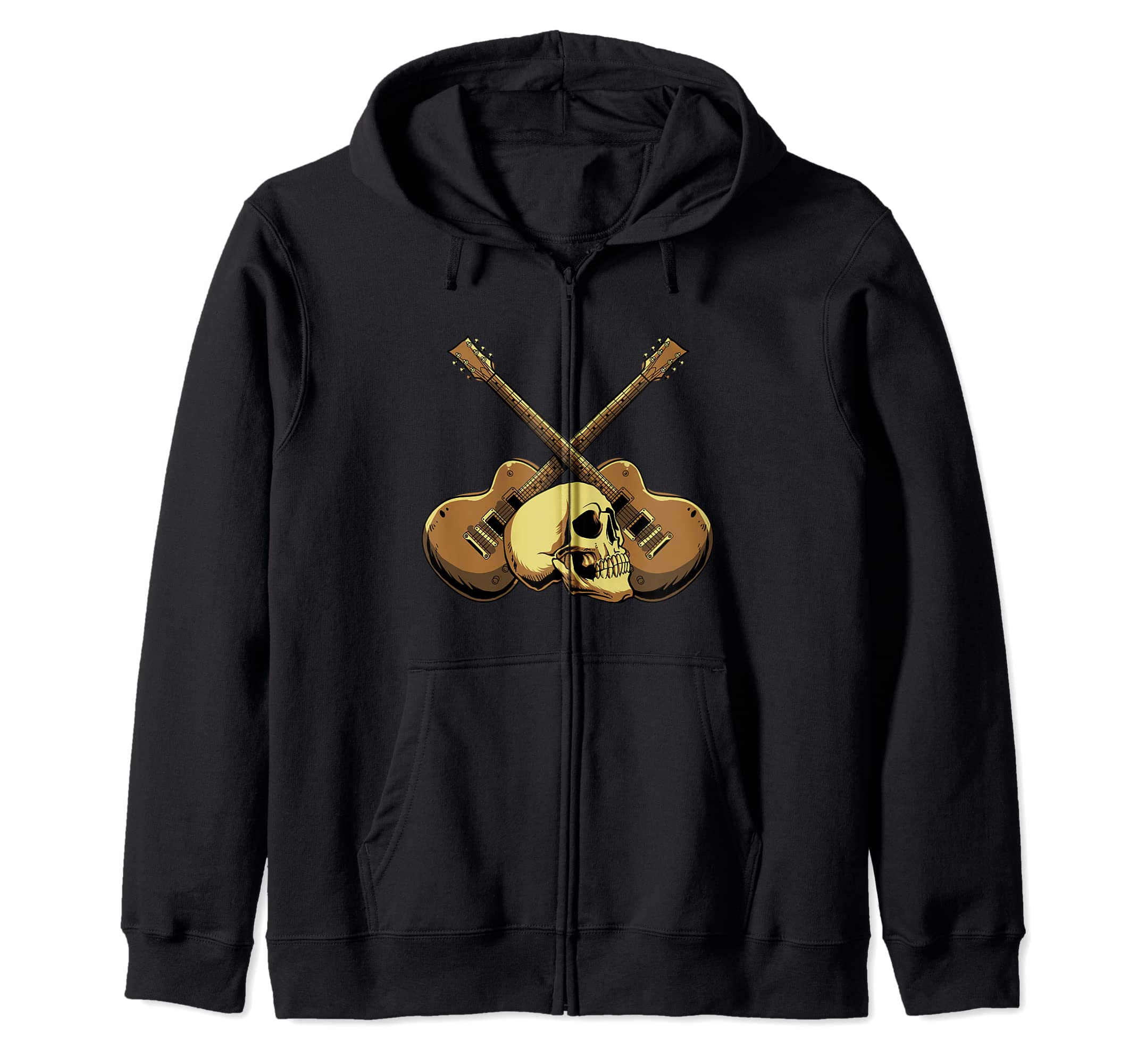 Electric Guitar Musician - E-Guitar Skull Rock Guitarist Zip Hoodie