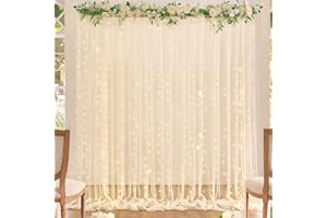 Eimilaly Solid Sheer Curtains with Lights for Bedroom/Wedding/Theme Party/Photographic Background, Rod Pocket Sheer Curtains 84 inches Long Sheer Canopy for Kids Room Decor, 2 Panels/White
