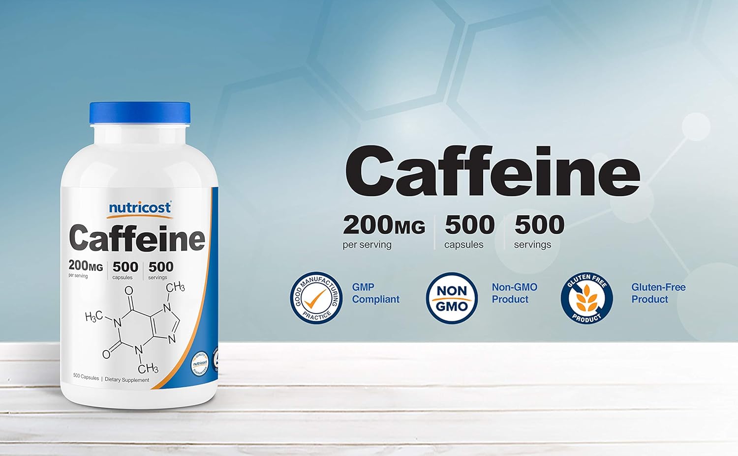 Nutricost Caffeine Pills, 200mg Per Serving (500 Caps): Health & Personal Care