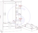 Seconique Nevada 3 Door 2 Drawer Wardrobe White Gloss Metal Handles view 3