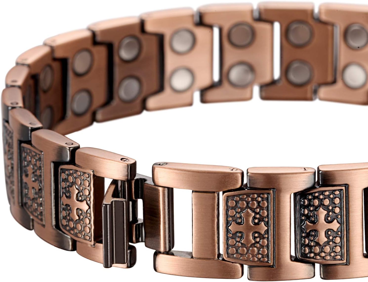 WELMAG® 99.9% Copper Bracelets for Men Pain Relief for Arthritis Therapy Double Row Magnetic Bracelets with 3500 Gauss Magnets: Health & Personal Care