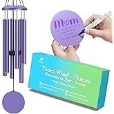 Purple Wind Chimes for Outside Deep Tone, Personalized Metal WindChimes Tuned Melodic Music Sound, Outdoors Decor for Garden Patio Home with Rewritable Wind Catcher