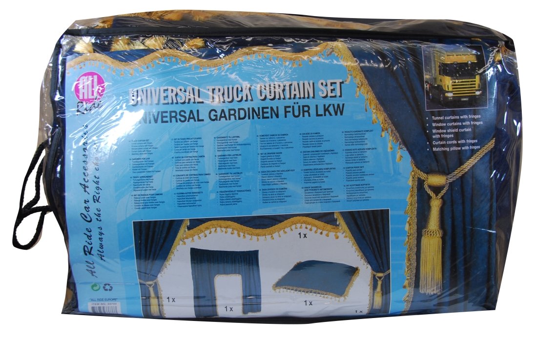 All Ride Blue Gold Truck Cab Curtain Set Amazon Co Uk Car