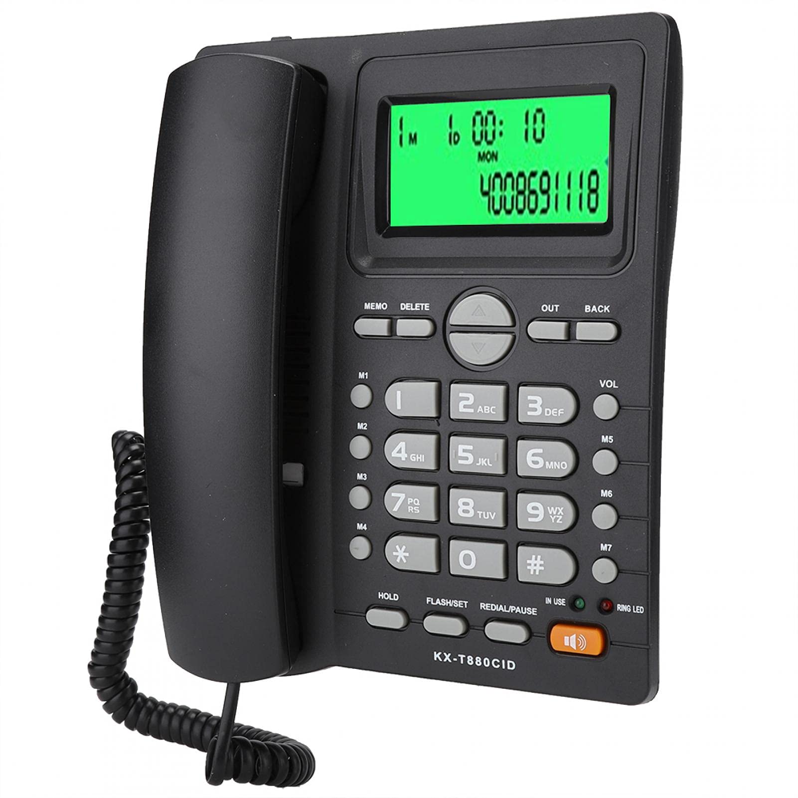 Corded Landline Phone,loudspeaker Desktop Telephone Support Caller ID Display,LCD Display Telephone for Home Office(black)