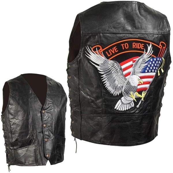 トップス Supreme 18SS Eagle Leather Vest Milwaukee Leather LKM3713 Men's Black Leather Club Style