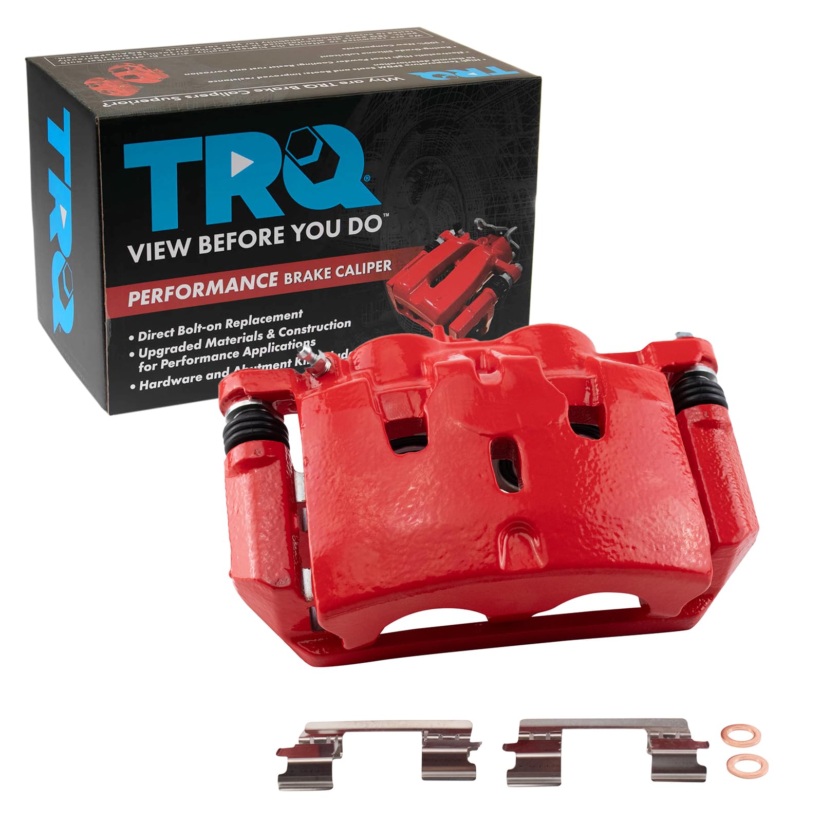 TRQ Front Right Brake Caliper w/Bracket Performance Red Passenger Side Compatible with 2009-2015 Honda Pilot