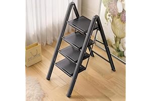 HDHNBA Portable Step Ladder White and Black,Folding Step Stool with Wide Anti-Slip Pedal, Lightweight 330 lbs Load Capacity Step Ladder,Portable Step Stool for Household