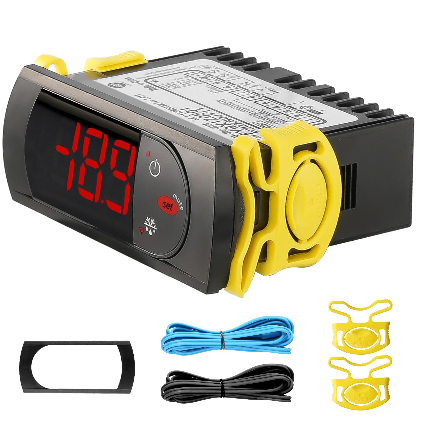 Photo 1 of PZGXS0J111 Temperature Controller 115V with 2 NTC Sensor Probes, Digital Thermostat for Refrigerator Freezer Cooler - Defrost Termination, Compatible with Carel and All Refrigerator Types