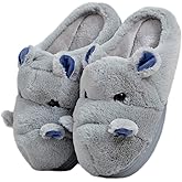 LANFIRE Cotton Slippers for Adults & Kids - Plush Hippo & Animal Designs, Perfect for Home