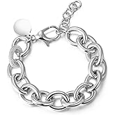 CIUNOFOR 14K Gold Plated Link Chain Bracelets for Women, Dainty Silver Beaded Stackable Bracelet, Trendy Charm Jewelry for Her, Fits 6.0”–8.0” Wrists