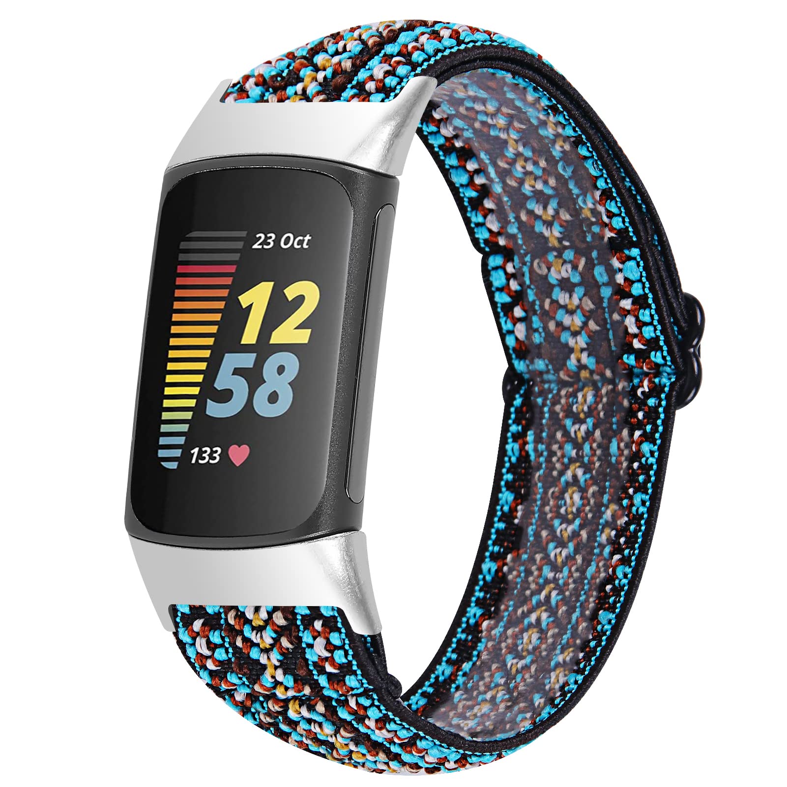 AISPORTS Compatible for Fitbit Charge 6/Charge 5 Strap Nylon, Adjustable Soft Stretch Braided Elastic Weave Nylon Solo Loop Bracelet Sport Wristband Replacement Strap for Fitbit Charge 6/Charge 5