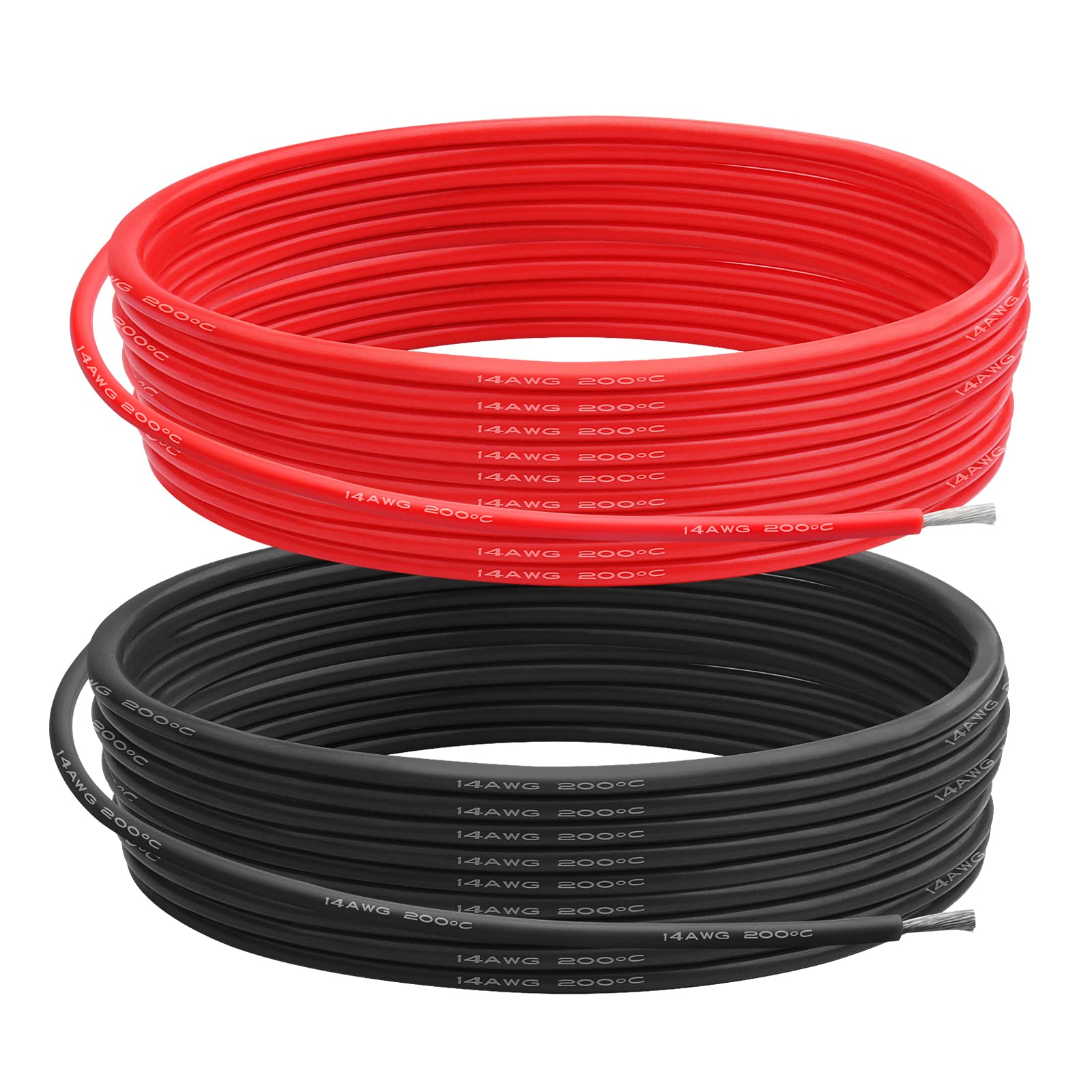14 Gauge Silicone Wire, 14 AWG Electrical Cable 10M（5m Red & 5m Black）Soft & Flexible 400 Strands of 0.08 mm Tinned Copper High Temperature Resistant Wire for Arduino Projects/RC Cars/Boat/Drones — image 1