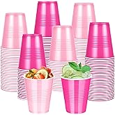100 Pcs Pink Plastic Cups 12 oz, Bulk Light Pink and Hot Pink Disposable Party Graduation Cups for Graduation Picnic Wedding Valentines Bridal Birthday Christmas Theme Party Supplies Decorations
