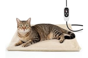 NICREW Cat Heating Pad, Temperature Adjustable Heated Cat Bed with Auto Shut Off Timer, Indoor Pet Heated Bed Mat for Cats an