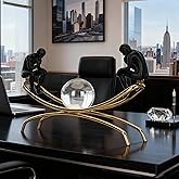 Deerift Thinker Thinking Man Statue with Crystal Ball Sculpture Figurine, Sculptures Home Decor, Home Office Living Room Desktop Display Decoration, Christmas or Birthday Gift