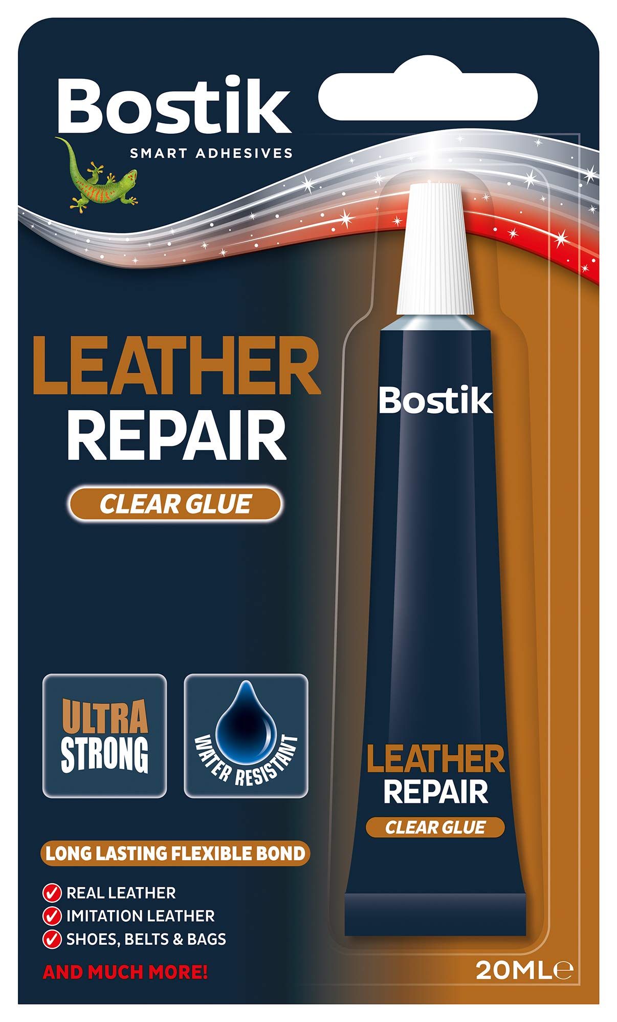 Bostik Leather Repair Glue Clear - 20ml Tube - Extra Strong Quick Drying - Flexible Bond - Water Resistant