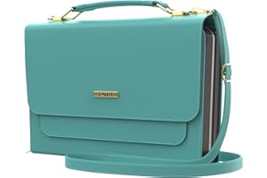 Bible Covers for Women Large Size - Bible Case Bag Fits Books Up to 9.7 x 7.4 x 1.9 in by DEHITE - | Pen Slots | Zippered Pocket | Shoulder Strap | Church Bag - Mint PU Leather Christian Gift