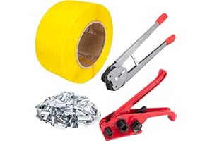 9TH SHOP Banding Strapping Kit, Pallet Strapping Kit, Poly Strapping Kit, Plastic Strapping Kit Include Pallet Packaging Strapping Tool, Sealer Tools 3200' Length x 1/2" Wide and 200 Metal Seals