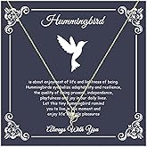 Daxtril Hummingbird Necklace Gifts for Women, Stainless Steel Mom Hummingbird Chain Link Necklace, Motivational Gifts for Mom, Mothers Day Hummingbird Necklace, Strength Necklaces for Her