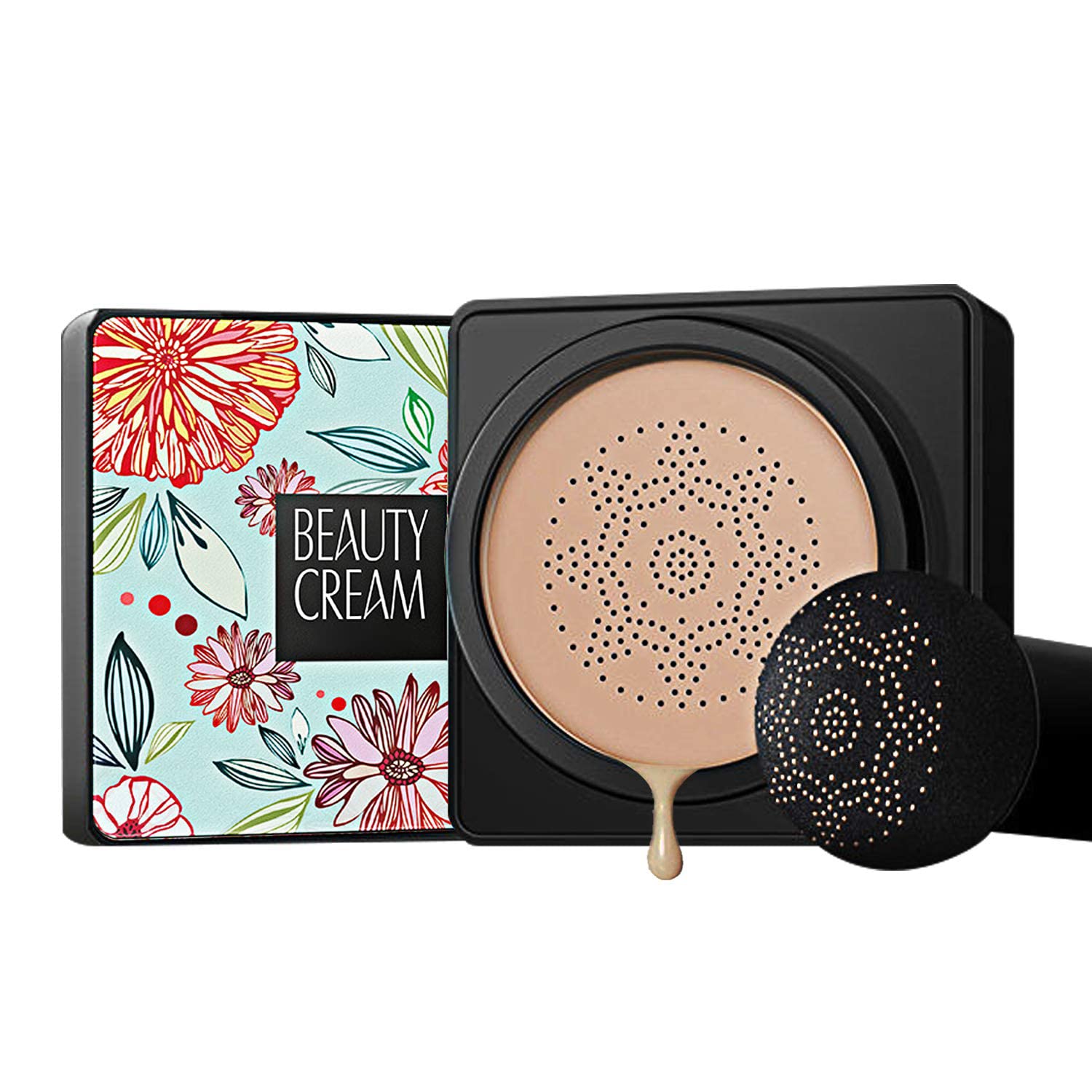 GL-Turelifes Mushroom Head Air Cushion Foundation CC Cream Water Feeling Flawless BB Cream Moisturizing Oil Control, Lightweight & Smoothing Natural Concealer (Natural Color)