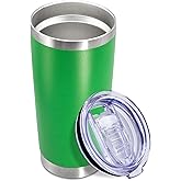 20 oz Tumbler Coffee Travel Tumblers Bulk with Lid Stainless Steel Double Wall Vacuum Insulated Mug Powder Coated Cups fit Car Cupholder for Hot and Cold - Green, 1Pack