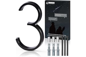 5 Inch Floating House Number 3, VONDERSO Black Metal Modern Outdoor Address Sign for Yard Street and Mailbox, Zinc Alloy Solid Address Numbers and Letters with Exquisite Drawing Process