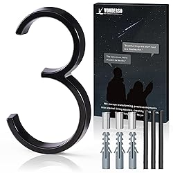 5 Inch Floating House Number 3, VONDERSO Black