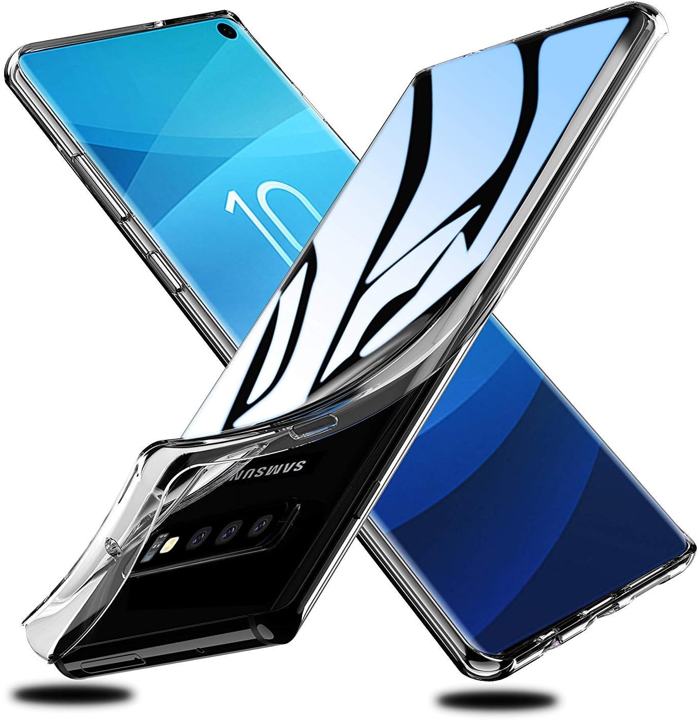 AINOYA Galaxy S10 Plus Case, Crystal Clear Soft TPU Bumper [Shock Absorption Technology] [Drop Cushion] Raised Bezels Slim Protective Cover for Samsung Galaxy S10 Plus