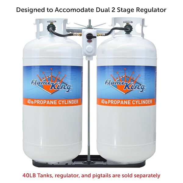 FLAME KING DUAL RV PROPANE TANK CYLINDER RACK FOR RVS AND TRAILERS FOR 40LB TANKS – KT40MNT (TANKS SOLD SEPARATELY)
