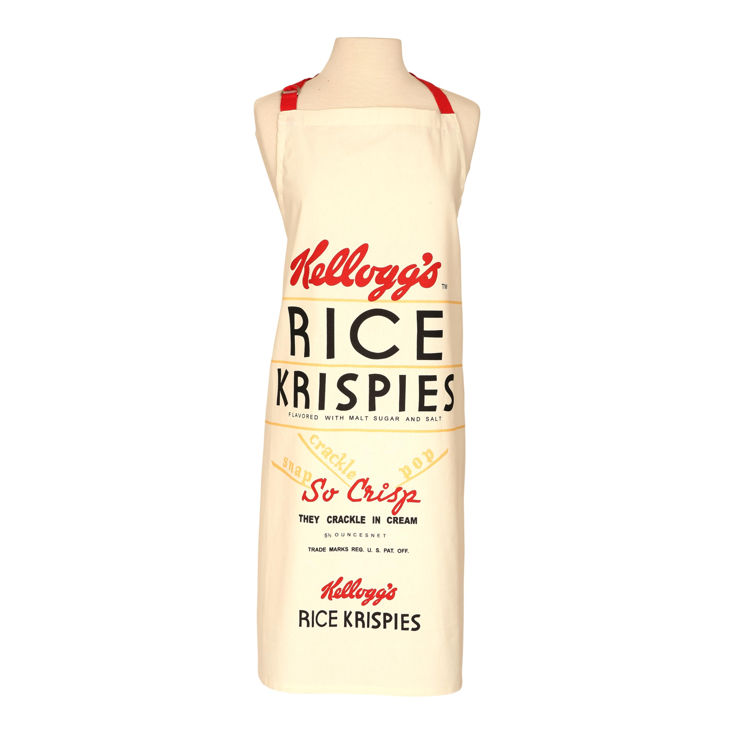 Dexam - Adult Apron, Vintage Kellogg's Rice Krispies Design, Adjustable Waist & Neck Straps, Front Pocket, Ideal Kitchen Chefs Apron