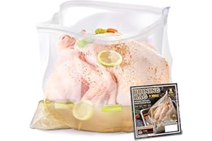 SCENGCLOS Turkey Brine Bags, 21.6"×19.6", 2 Pack, Thickened materials, Double Track Zippers Brining Bags with 2 Strings for Ham, Beef, Marinade