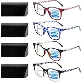 VIDEBLA Progressive Multifocus Reading Glasses for Women Blue Light Blocking Spring Hinges Fashion Pattern Print Readers