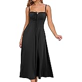 YATHON Women's Summer Midi Corset Boho Dresses Spring Casual Floral Spaghetti Straps Lace Up Dress Flowy Aline Beach Sundress