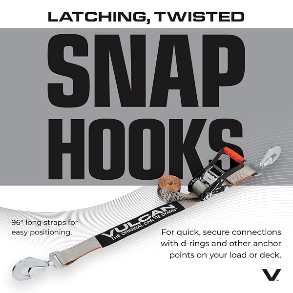 VULCAN ULTIMATE AXLE TIE DOWN KIT – SILVER SERIES WEBBING – INCLUDES (2) 22 INCH AND (2) 36 INCH AXLE STRAPS, (2) 96 INCH SNAP HOOK RATCHET STRAP, AND (2) 112 INCH LOOP TIE DOWN COMBINATIONS