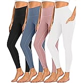 Dimore 4 Pack Workout Leggings for Women with Pockets,High Waisted Tummy Control Yoga Pants for Workout Running