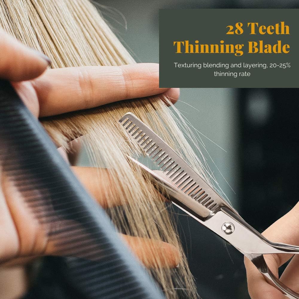 Jetika Hair Cutting Scissors Thinning Shears Kit 11-piece Men Women Professional Hairdressing Texturizing Scissors Set Tool Stainless Steel with Razor Grooming Comb Haircut Cape Home Salon Barber 6.5": Home Improvement