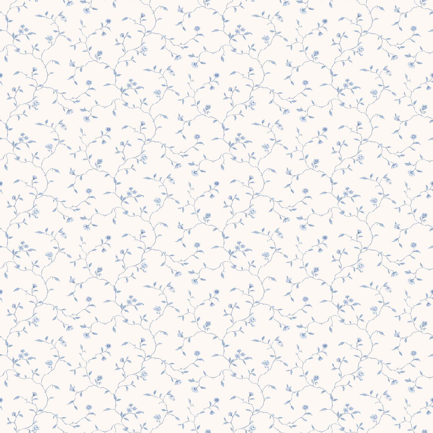 Galerie G67920 Miniatures 2 Small Flower Vines Design Wallpaper, Blue/White, 10m x 53cm