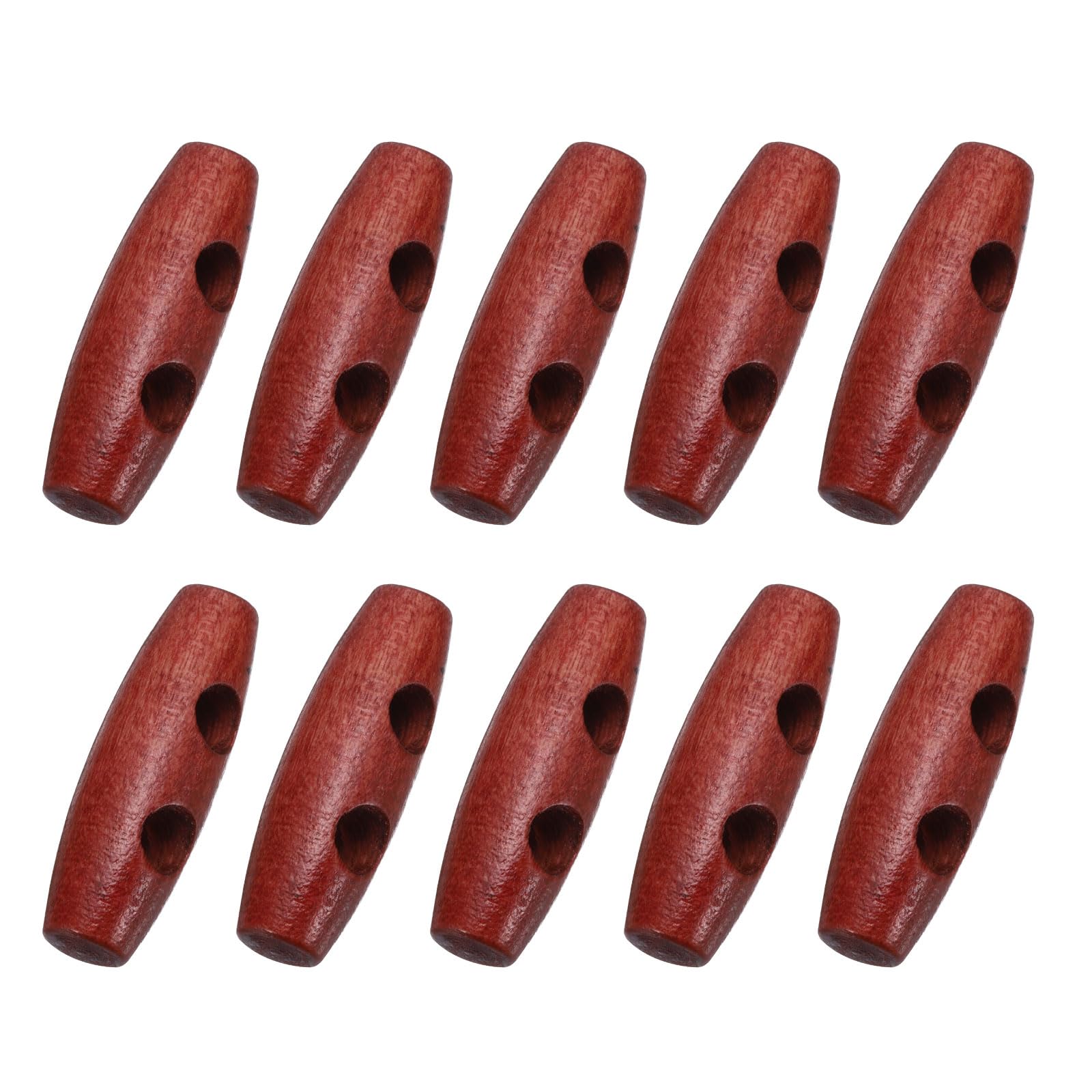 uxcell 50Pcs Wood Toggle Buttons 30mm 2 Holes Olive Shape Sewing Horn Toggle Buttons for DIY Coat Clothes Accessories, Red Brown
