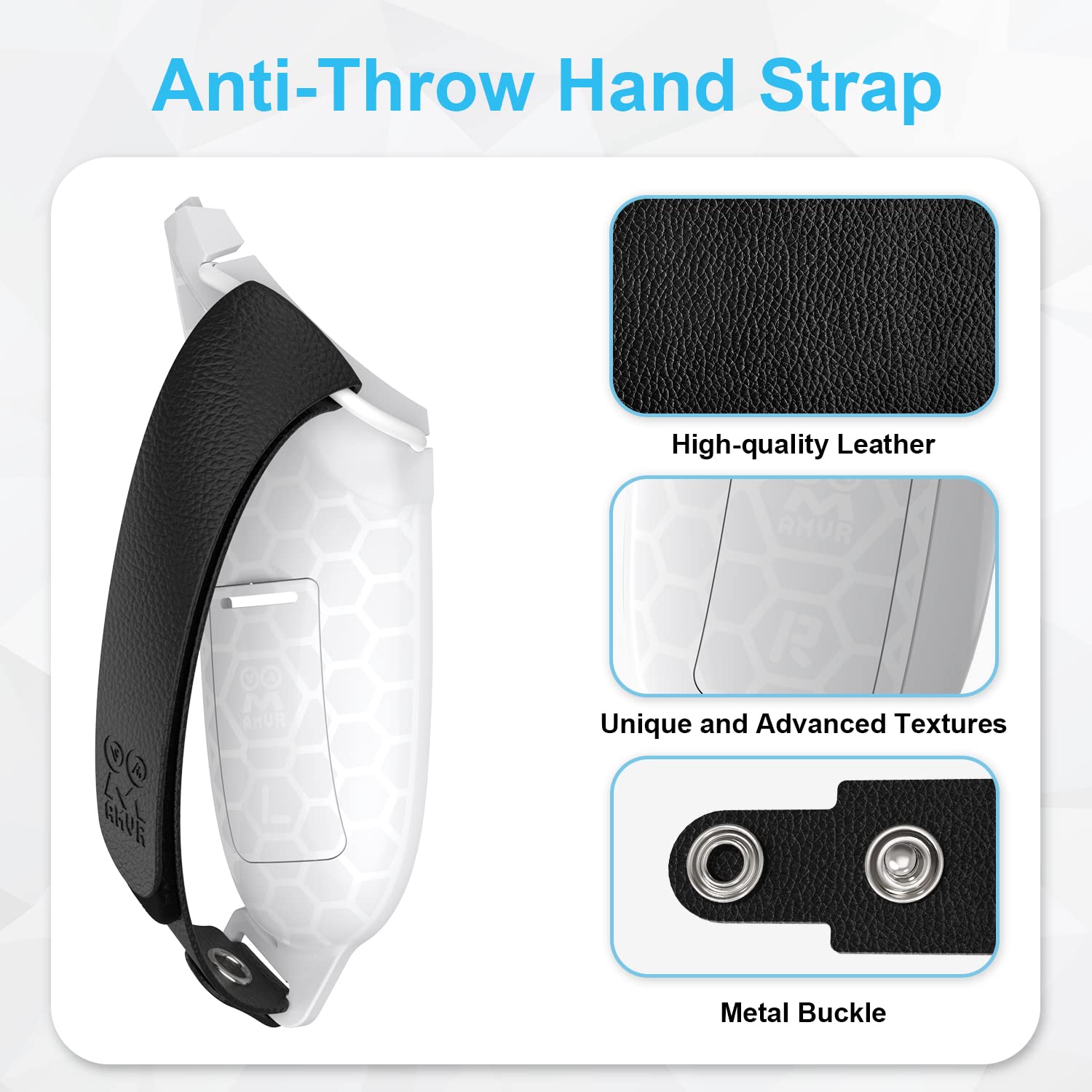 AMVR for Quest 2 Accessories with Halo Protectors, Anti-Throw Hand Strap for Controller Protector with Battery Opening