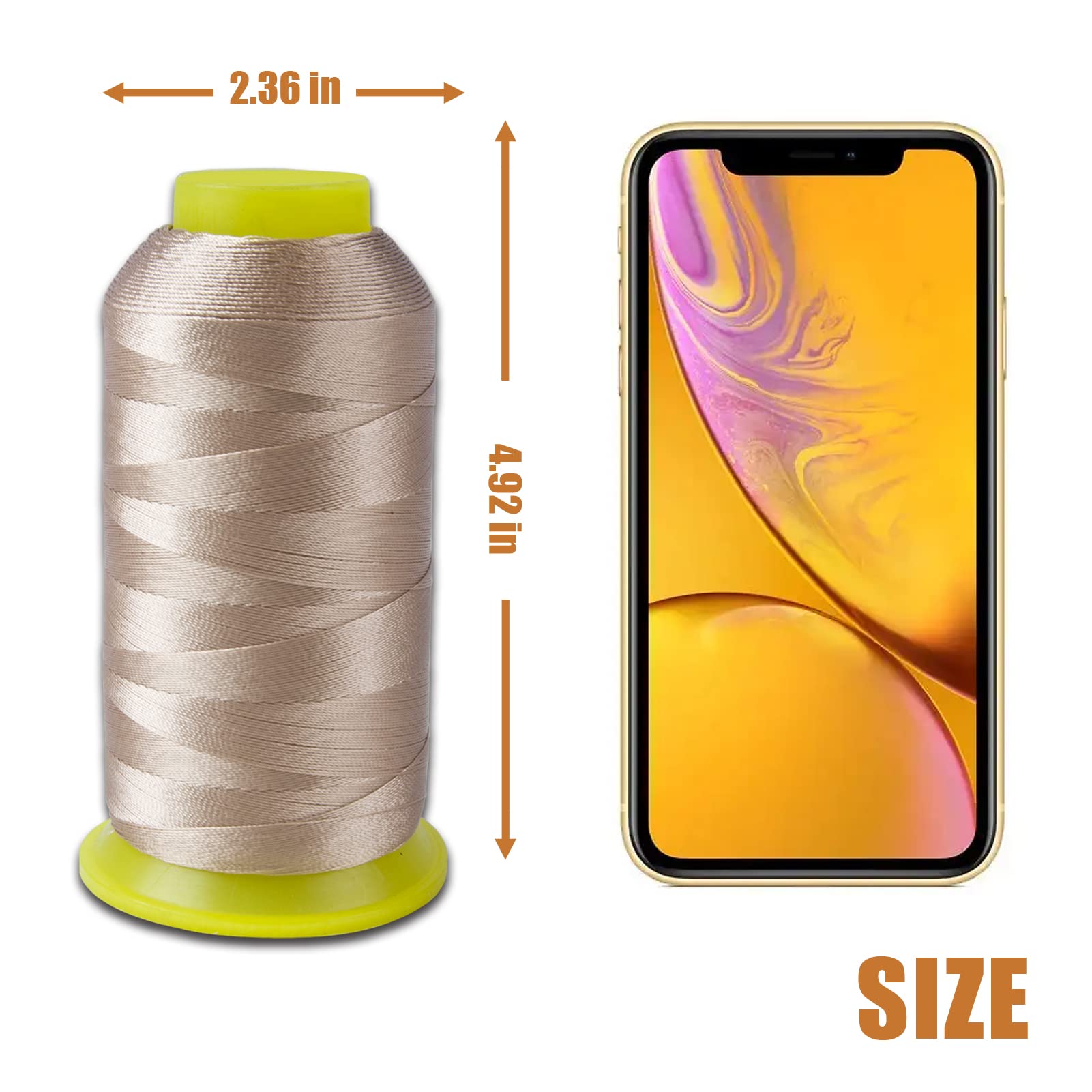 4Pcs Bonded Nylon Thread for Sewing, 210d/3 Upholstery Thread, 4 Cone of 1500 Yards Each Leather, Serger Overlock Machine for Sewing Hair Extension