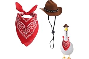 Tinoaly Western Cowboy Porch Goose Outfits, Funny Cement Costume with Hat and Scarf Garden Yard for 23" & 17" Lawn Statues