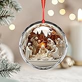 Nativity Scene Ornament | Holy Family Ornament | Christmas Nativity Decor | Religious Christmas Ornament | Christian 2025 (Glass, 1)