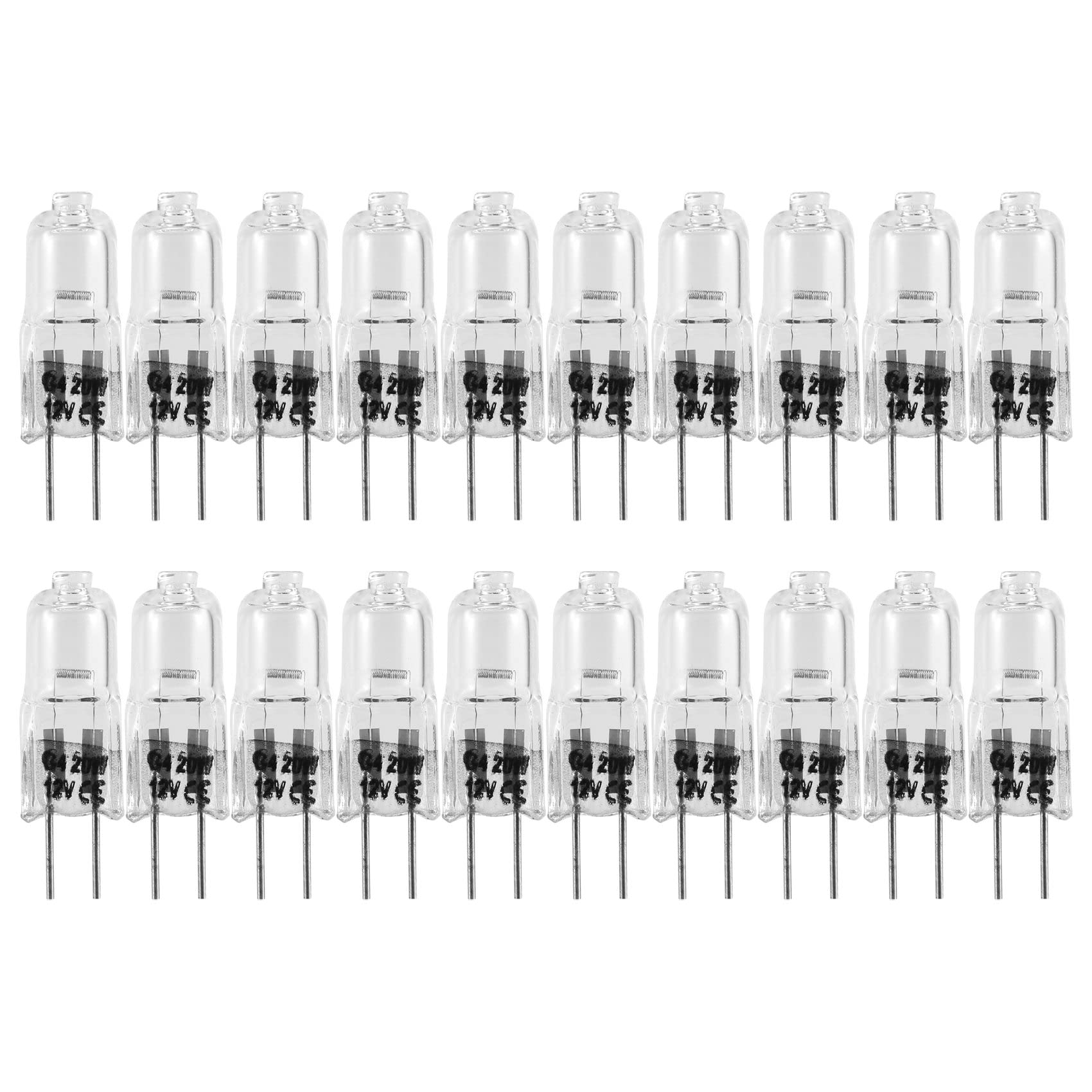 Dciustfhe 20 Pcs G4 Bulbs,20W 12V Light Bulbs 2 Pin Clear Lamp Bulb,for Cooker Lighting,Signal Lights,Track
