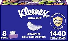 Kleenex Ultra Soft Facial Tissues, 8 Flat Boxes, 180 Tissues per Box, 3-Ply, Packaging May Vary