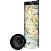 Xplorer Maps California Map 16 Oz Travel Drinkware with Spill-Resistant Lid - Stainless Steel Vacuum Insulated Coffee Tumbler