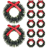 GLEAVI 12pcs Dollhouse Miniature Christmas Wreath: Dollhouse Accessories Dollhouse Holiday Decoration for Dollhouse Window Fireplace Kitchen