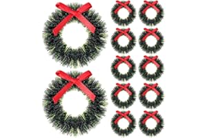 GLEAVI 12pcs Dollhouse Miniature Christmas Wreath: Dollhouse Accessories Dollhouse Holiday Decoration for Dollhouse Window Fireplace Kitchen